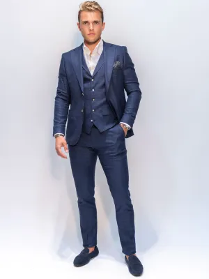 2BLIND2C NAVY CHECK SUIT BLAZER