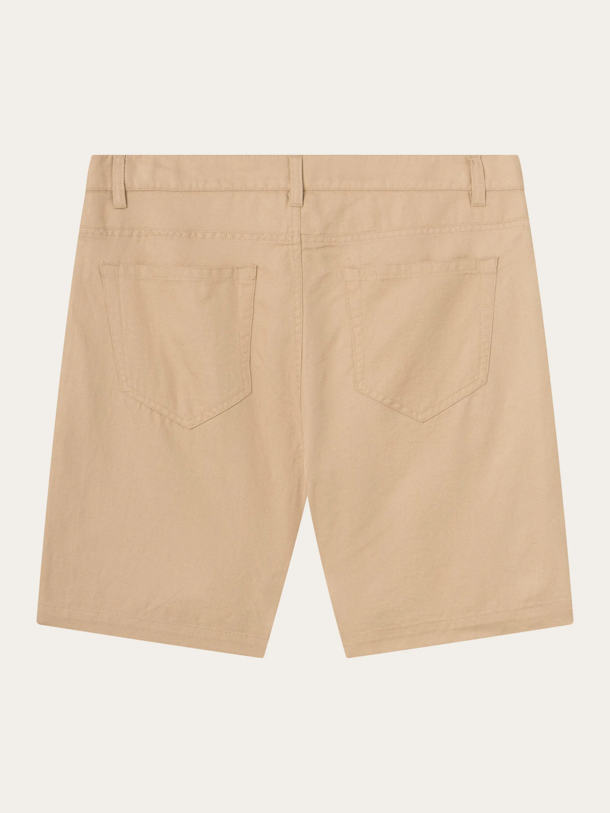 5-pocket cotton-linen blend twill shorts - Safari
