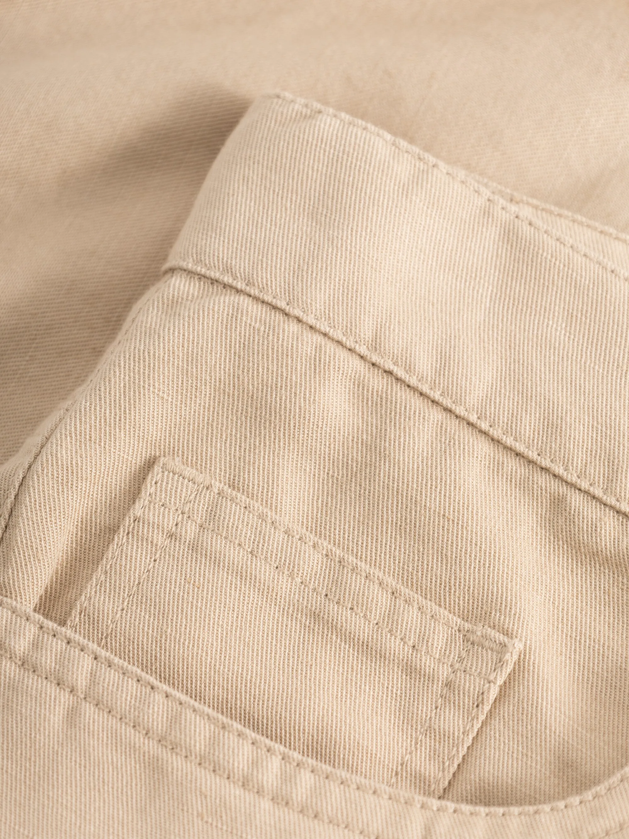 5-pocket cotton-linen blend twill shorts - Safari