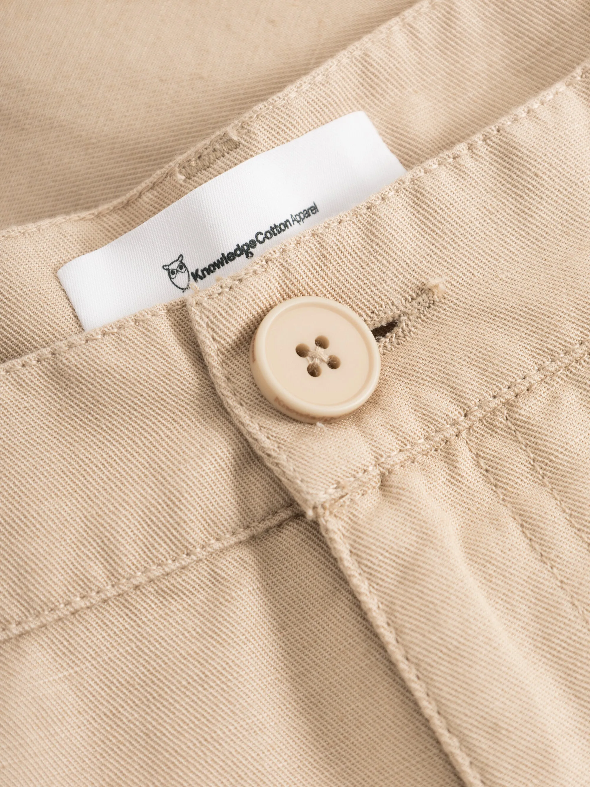 5-pocket cotton-linen blend twill shorts - Safari