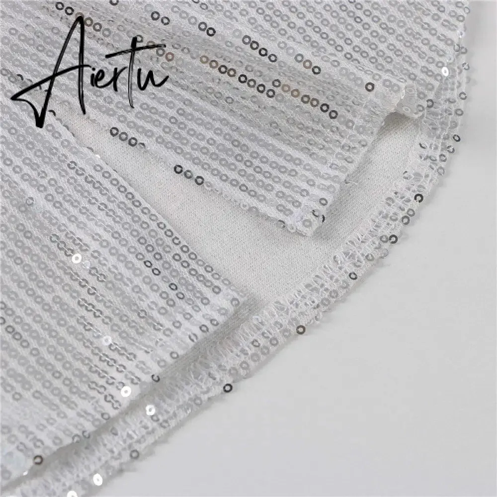 Aiertu Turn-down Collar Sequin Woman Blouses White Long Sleeve Casual Elegant Blouses Women Spring Loose Fashion Plus Size Tops