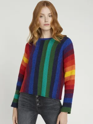 Alice   Olivia - Dessie Racked Rib Crewneck Pullover Multi