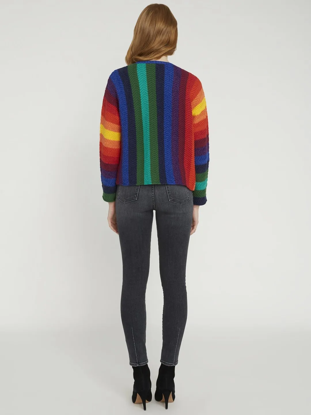Alice   Olivia - Dessie Racked Rib Crewneck Pullover Multi