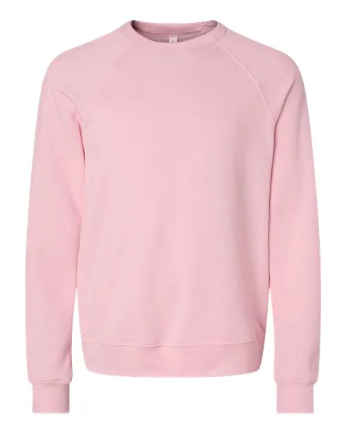 BELLA   CANVAS Sponge Fleece Raglan Crewneck Sweatshirt 3901 Pink