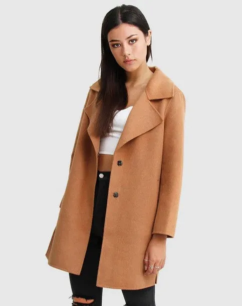 Belle & Bloom Ex Boyfriend Wool Blend Oversized Jacket Camel