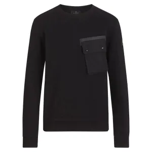 Black Dry Cotton Crewneck Fleece