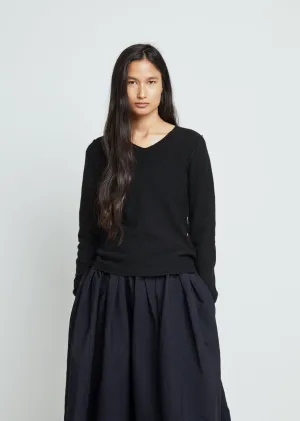 Carded Lambswool V-Neck Sweater