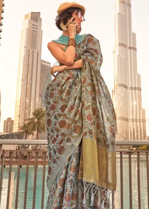 Cloud Blue Printed Tissue Banarasi Silk Saree