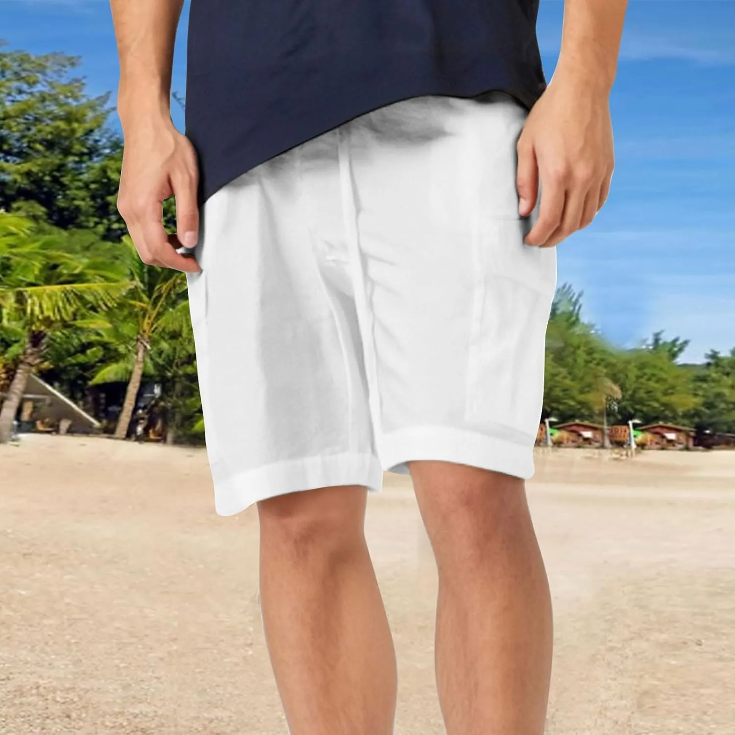 Cotton Linen Shorts for Men Casual Solid Color Baggy Shorts Breathable Pants Gym Running Thin Pants 2025 Summer