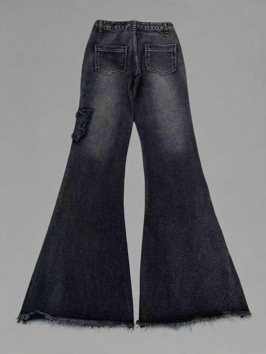 Dark Butterfly Flare Jeans