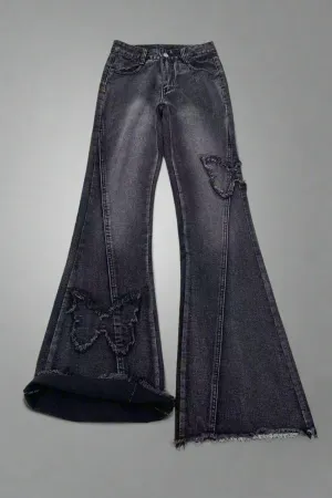 Dark Butterfly Flare Jeans