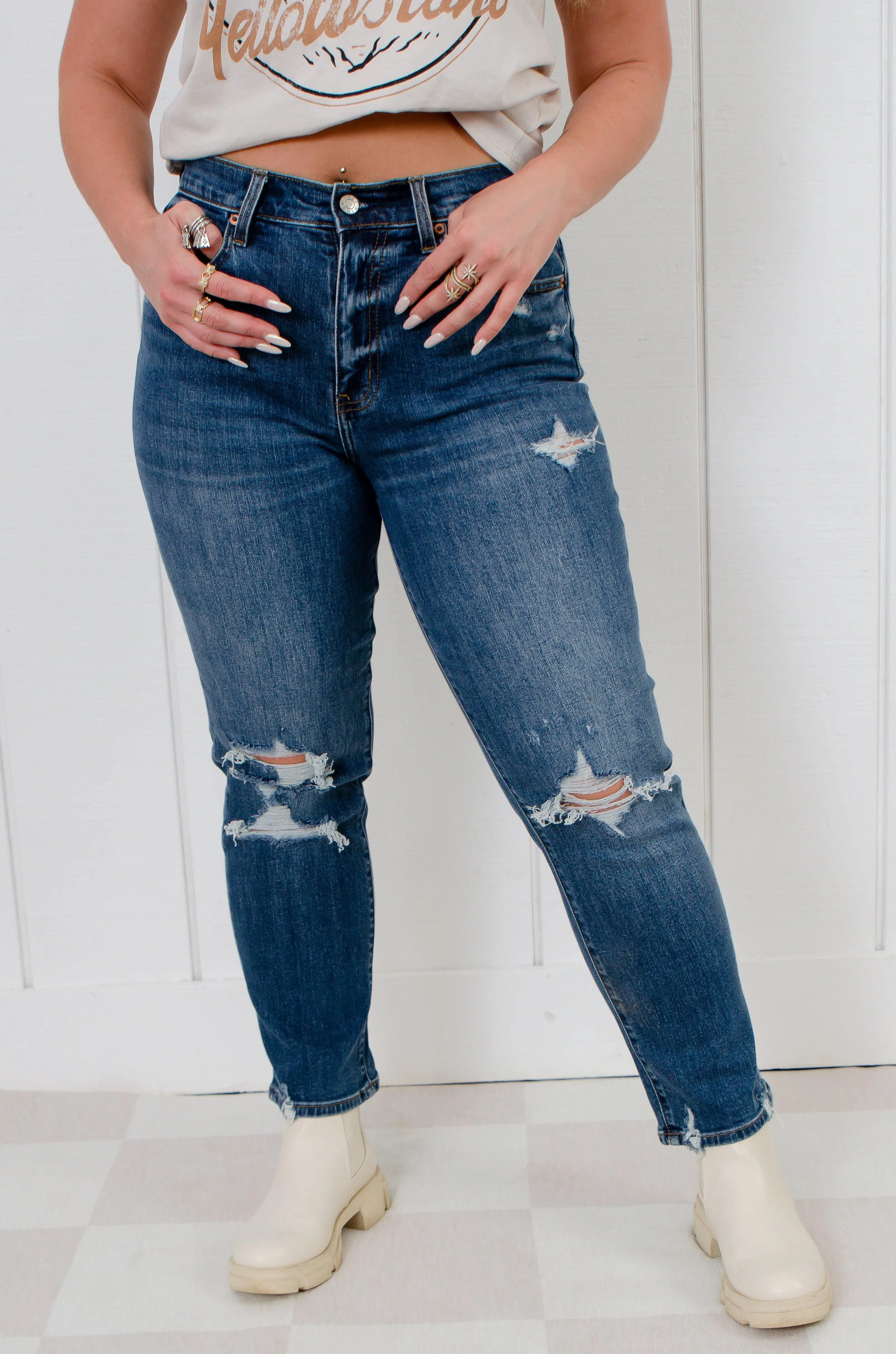 Daze A Plus Straight Up High Rise Straight Jeans