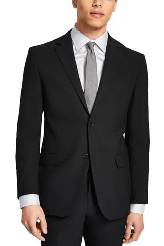 DKNY Men's Modern Fit High Performance Separates Business Suit Jacket, Black Solid, 38 Regular