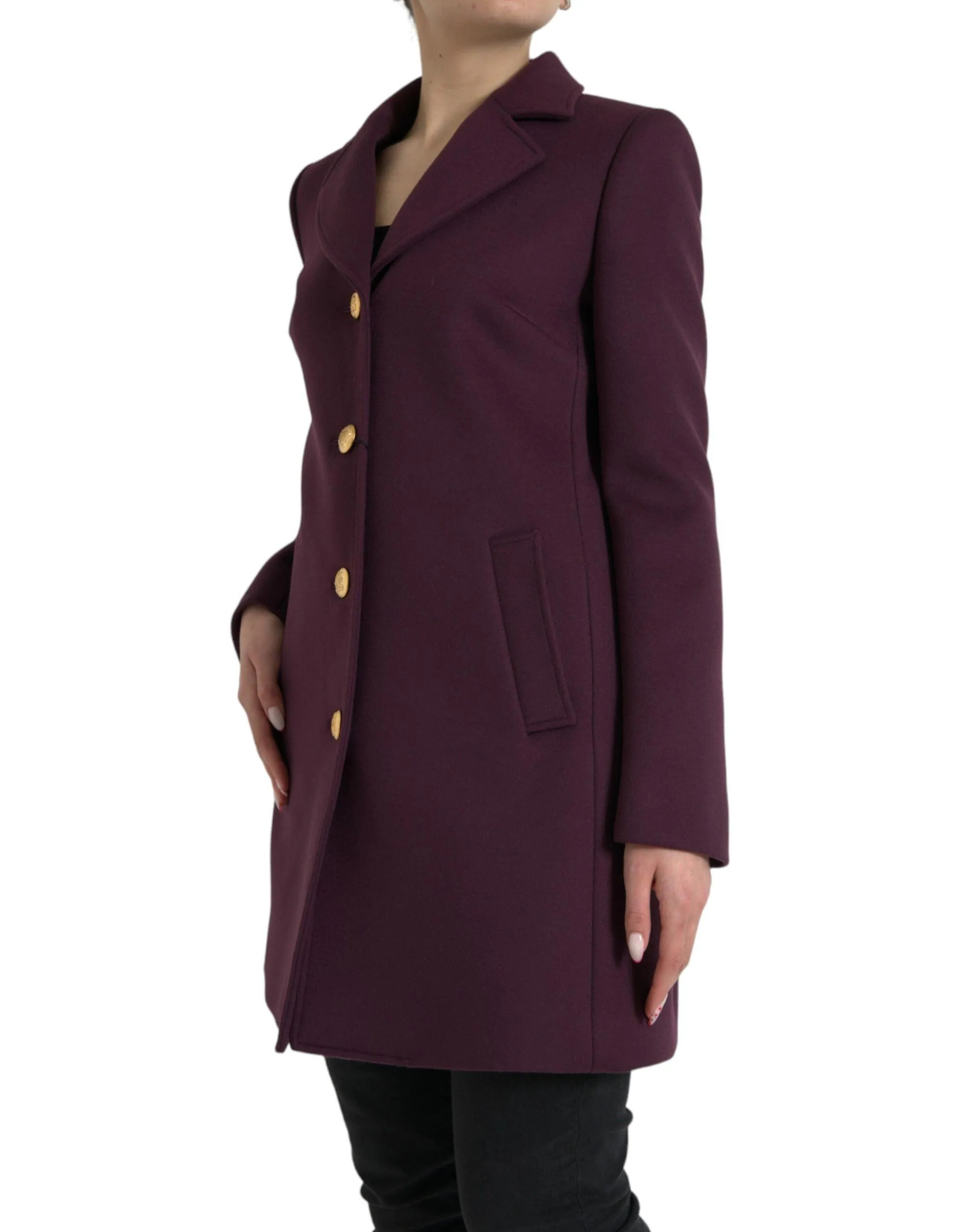Dolce & Gabbana Purple Wool-Cashmere Trench Coat