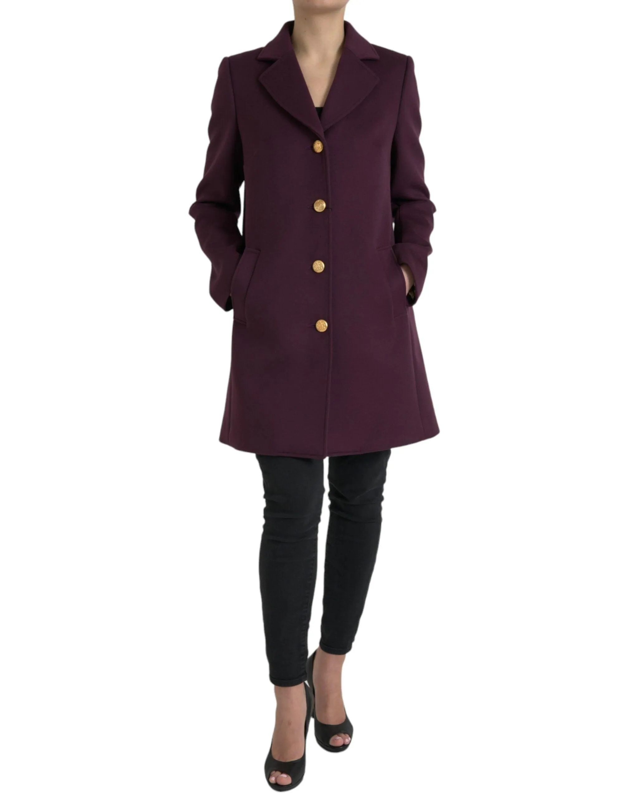 Dolce & Gabbana Purple Wool-Cashmere Trench Coat