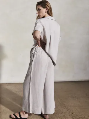 DORIS - Stone Linen Cropped Trouser