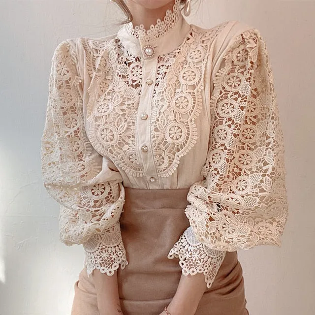 Elegant Lace Flower Blouse