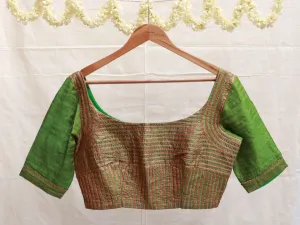 Emerald green, Karnataka silk patti blouse