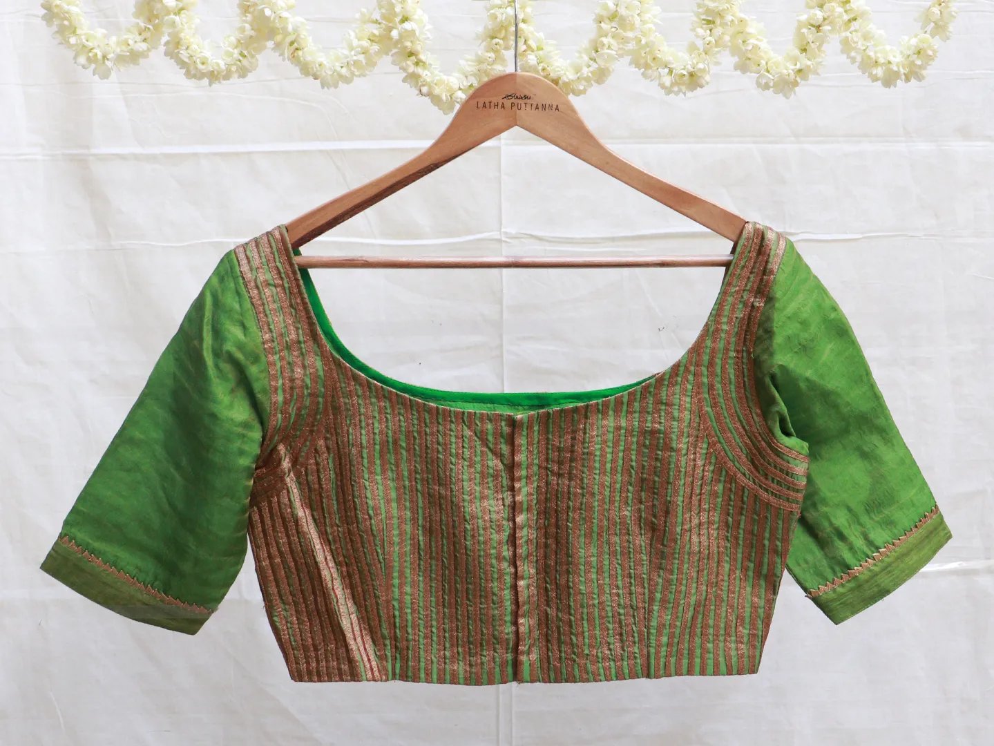 Emerald green, Karnataka silk patti blouse