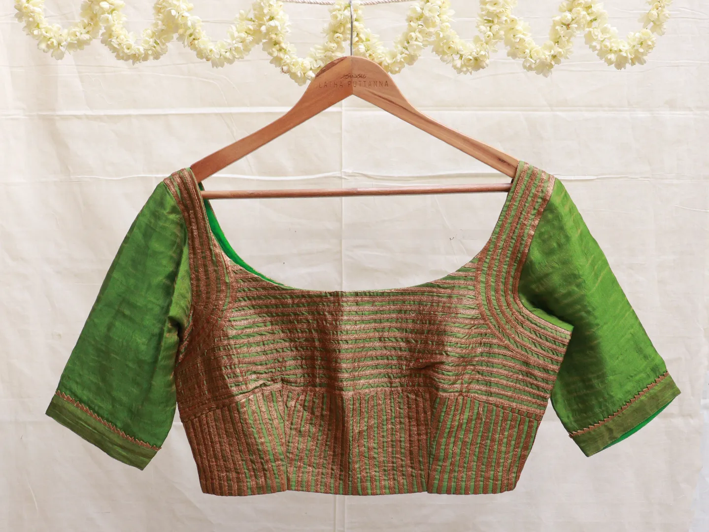 Emerald green, Karnataka silk patti blouse