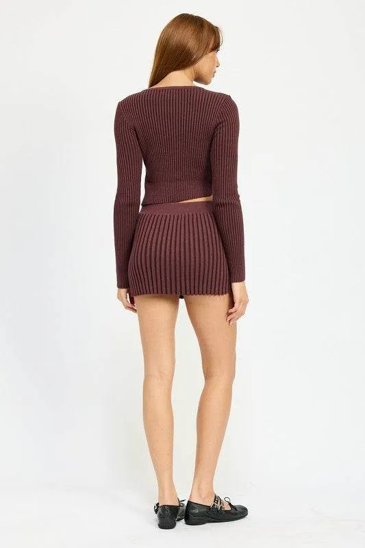 Emory Park Elegant Ribbed Asymmetrical Cardian Top
