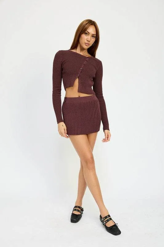 Emory Park Elegant Ribbed Asymmetrical Cardian Top