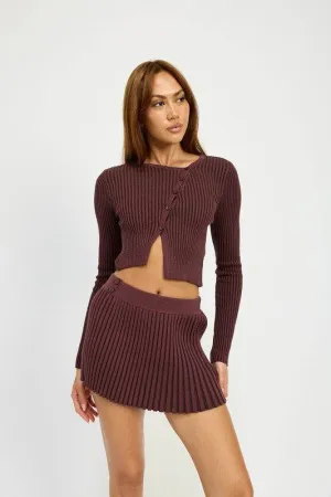 Emory Park Elegant Ribbed Asymmetrical Cardian Top