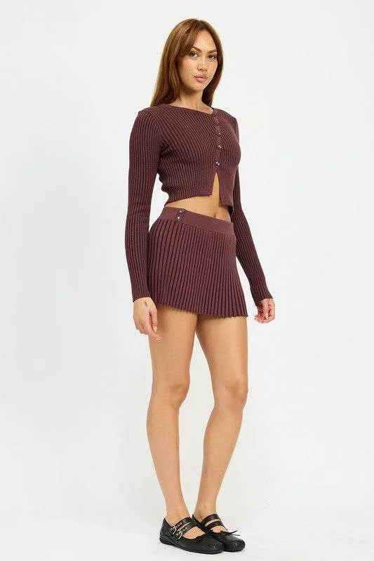 Emory Park Elegant Ribbed Asymmetrical Cardian Top