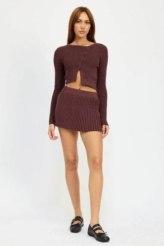 Emory Park Elegant Ribbed Asymmetrical Cardian Top