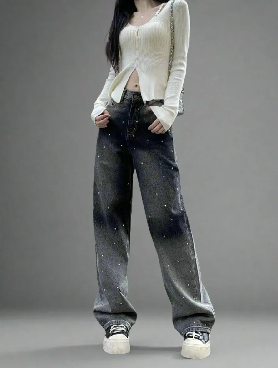 Fall Glitter Dot Grunge Jeans