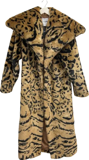 Fashion Nova Brown Glam Life Faux Fur Coat UK S
