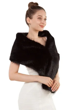 Faux Fur Stole Black