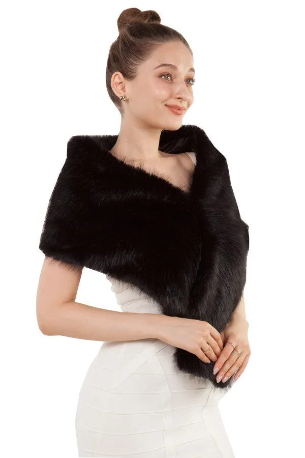 Faux Fur Stole Black