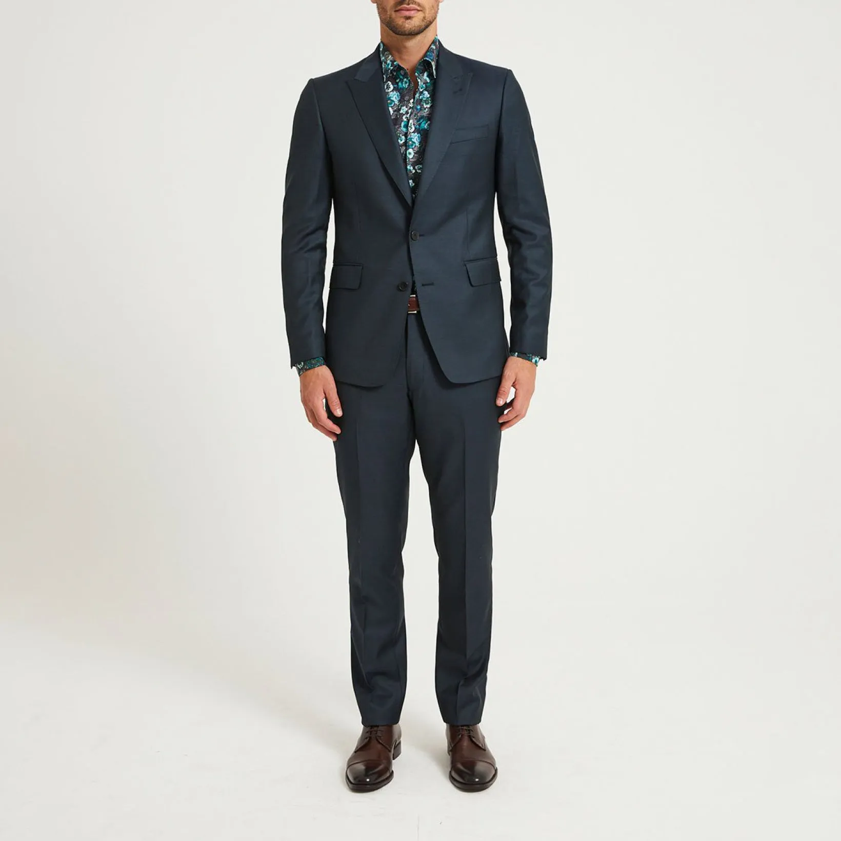 Fitted Micro Weave Wool Suit Jacket Green