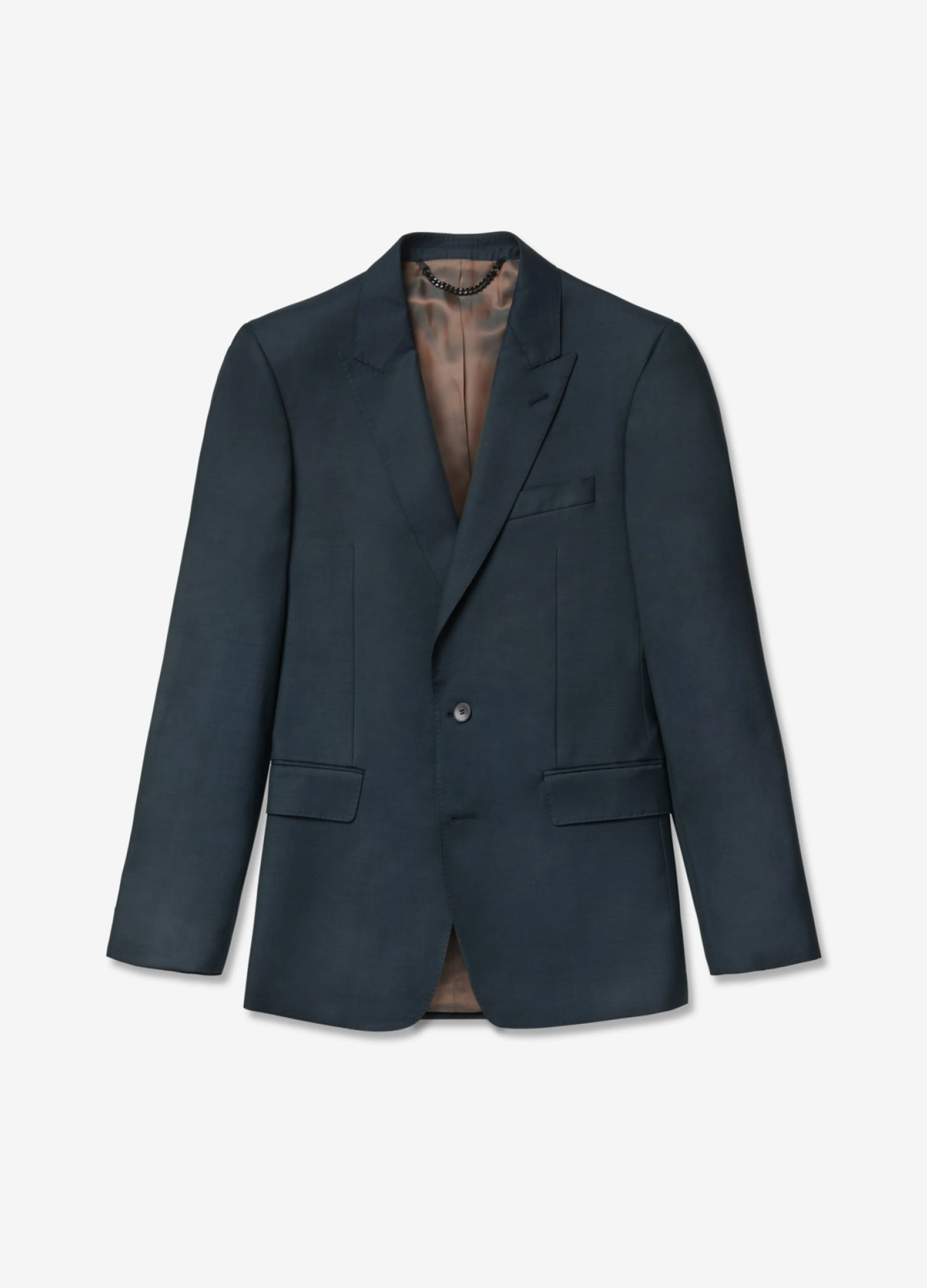 Fitted Micro Weave Wool Suit Jacket Green