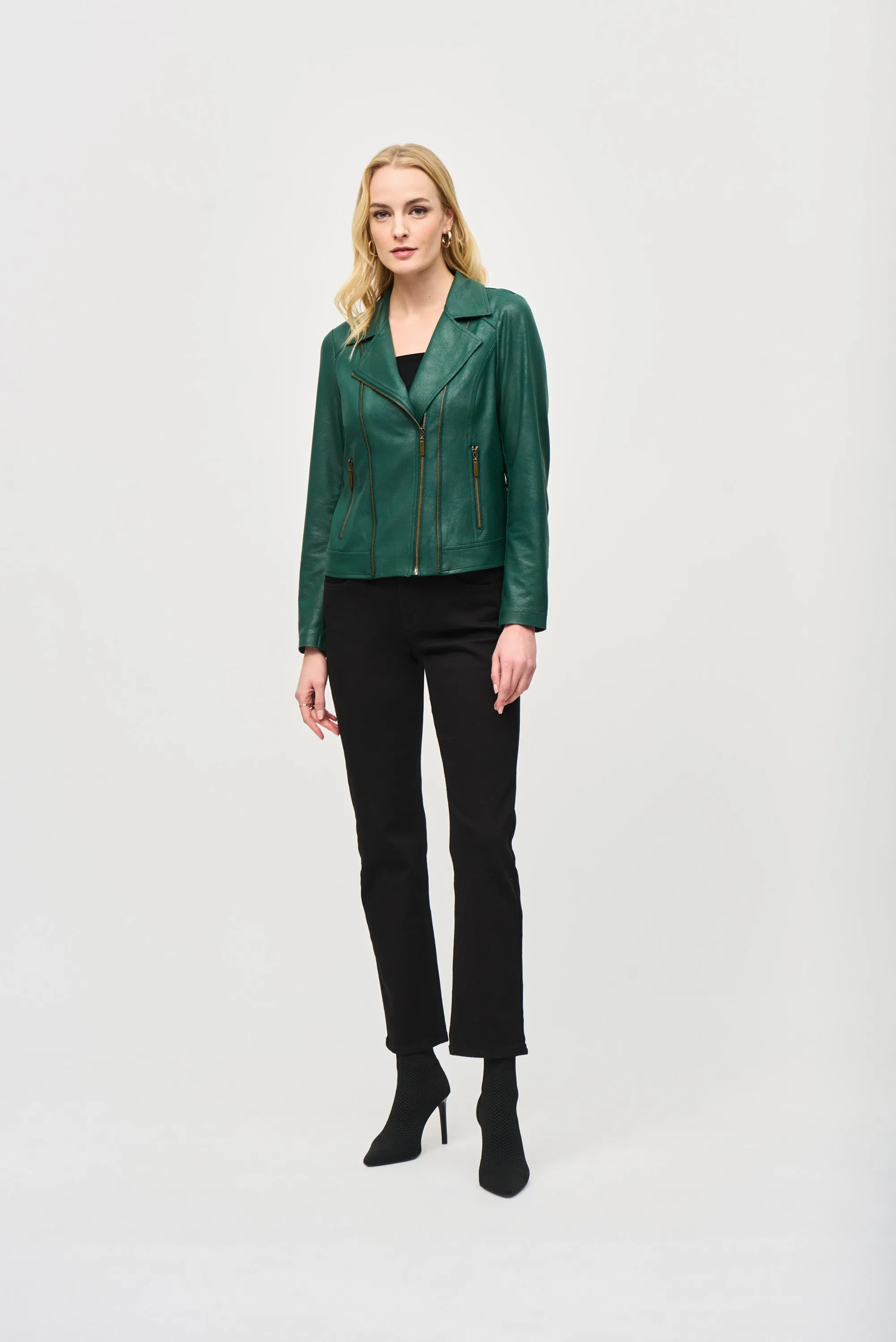 Foiled Knit Moto Jacket