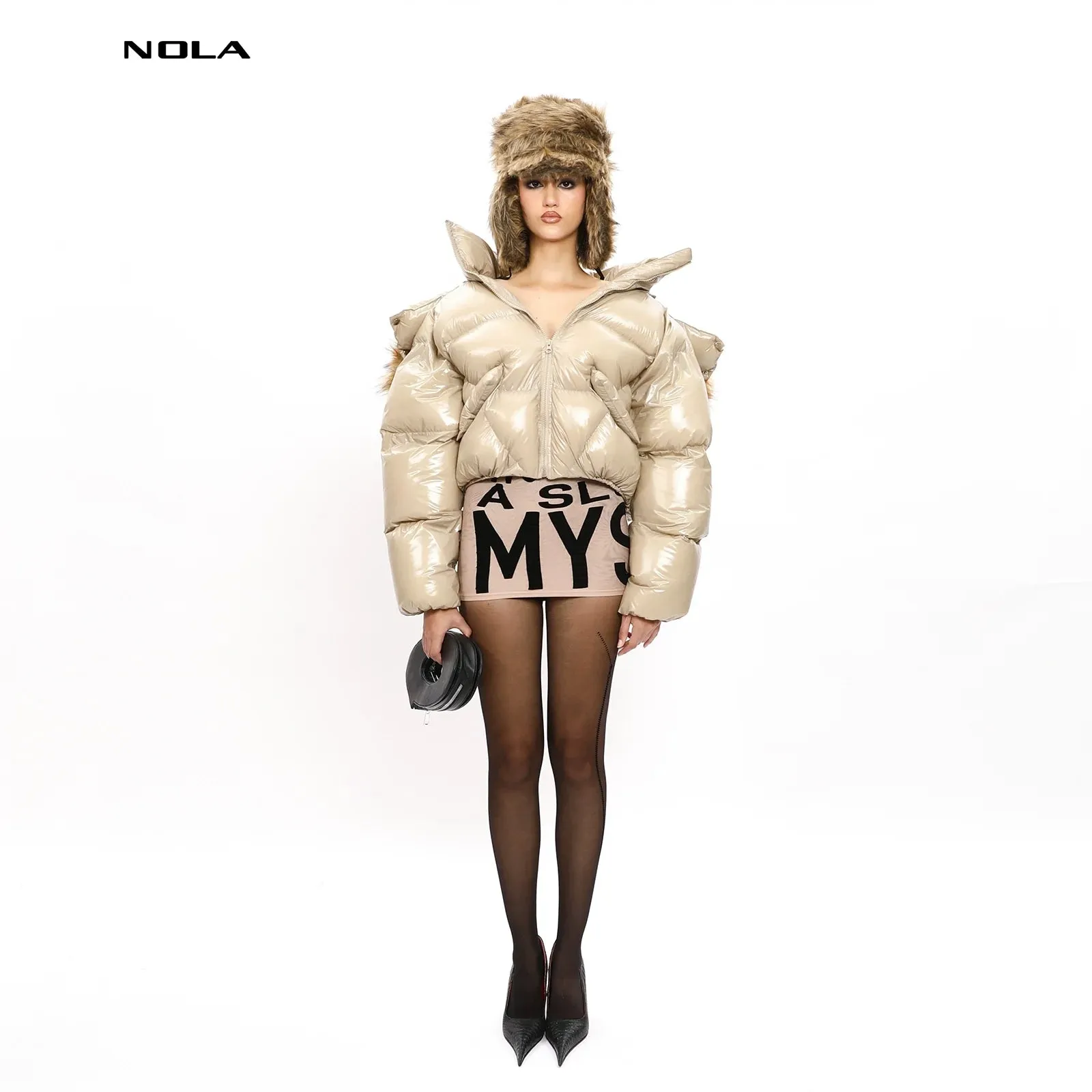 Glossy Fur-Lined Puffer Jacket