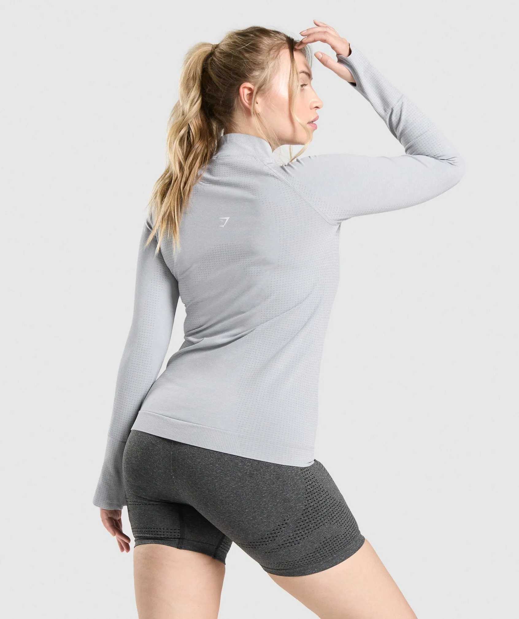 Gymshark Vital Seamless 2.0 1/2 Zip Pullover - Light Grey Marl