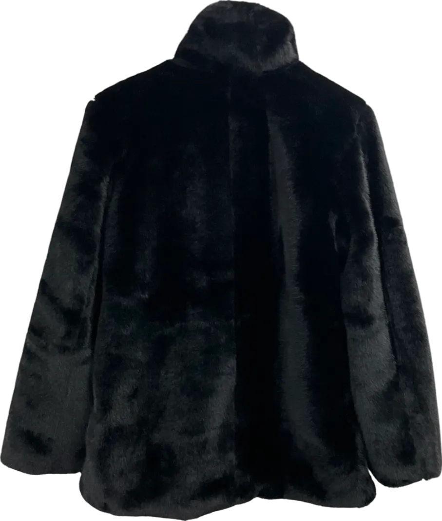 H&M Black Faux Fur Coat UK XS