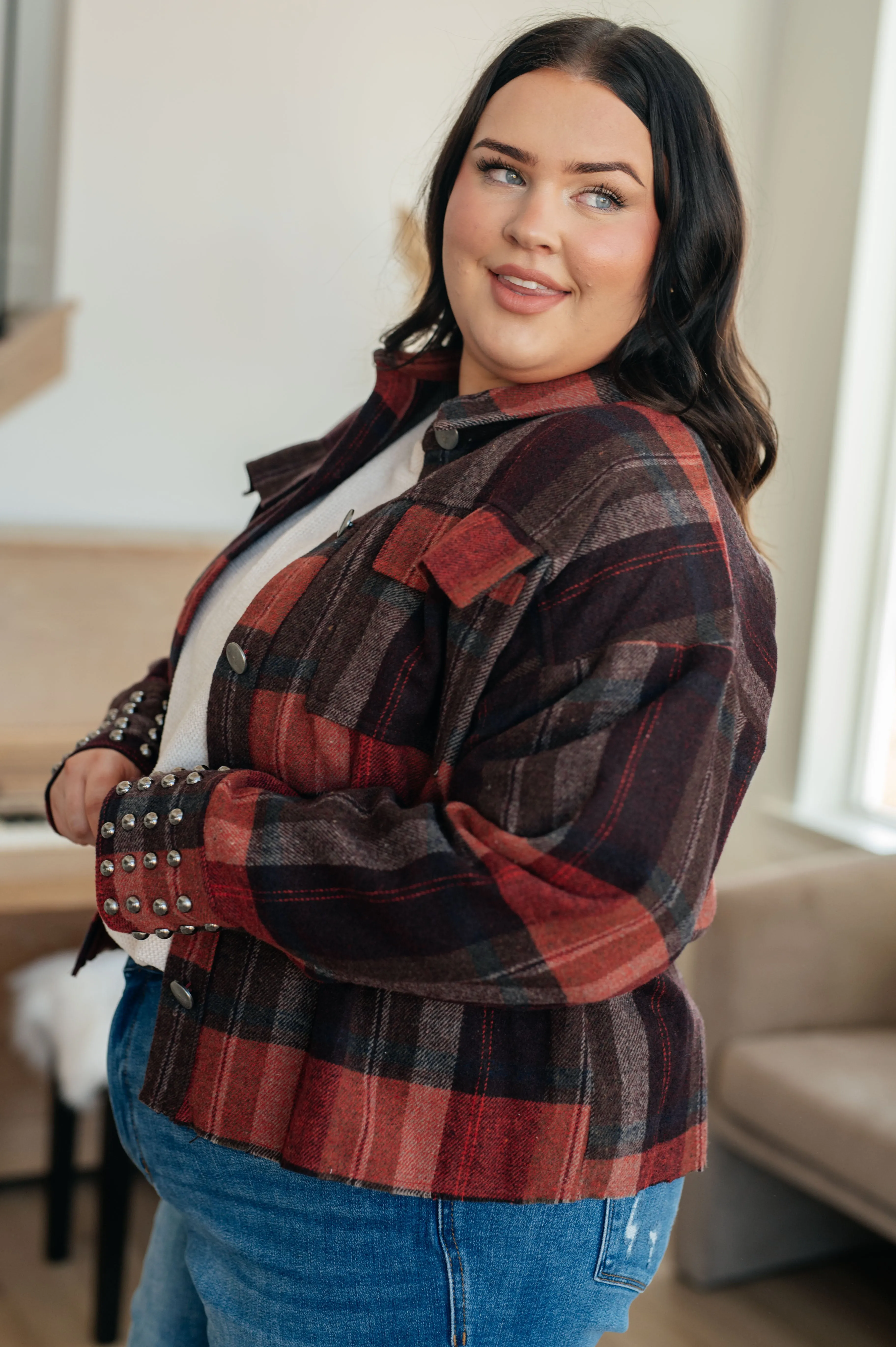 Haptics Already There Plaid Shacket