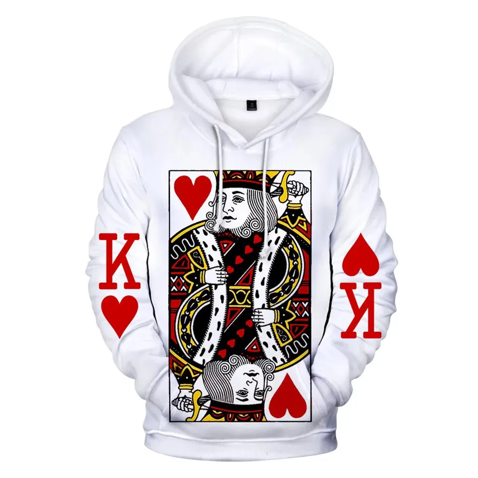 Heart Of The Cards Men's Hoodie 3D Poker Graphic Sweatshirt