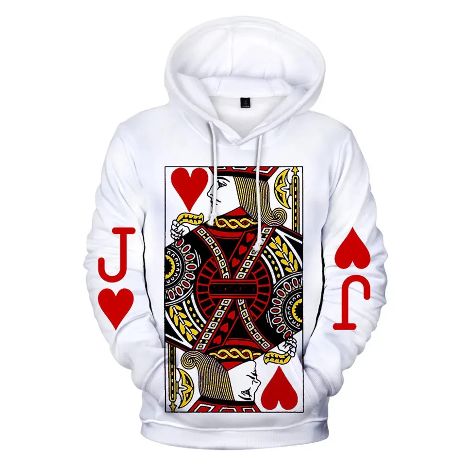 Heart Of The Cards Men's Hoodie 3D Poker Graphic Sweatshirt