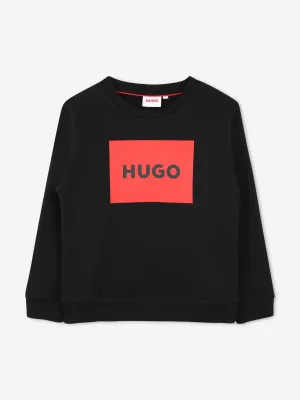 Hugo Boys Logo Print Sweatshirt in Black