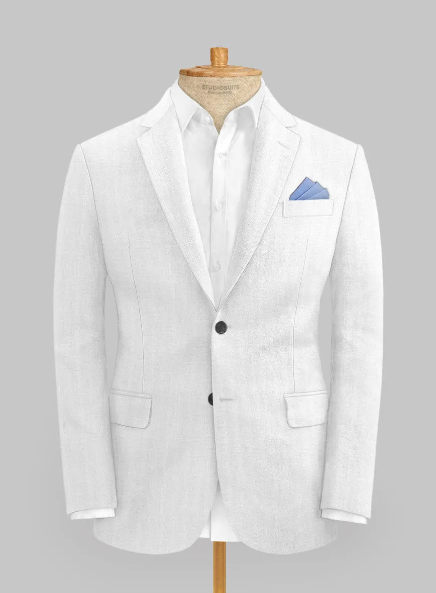 Italian Prato White Herringbone Linen Jacket