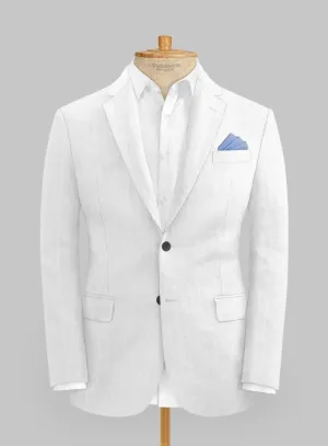 Italian Prato White Herringbone Linen Jacket