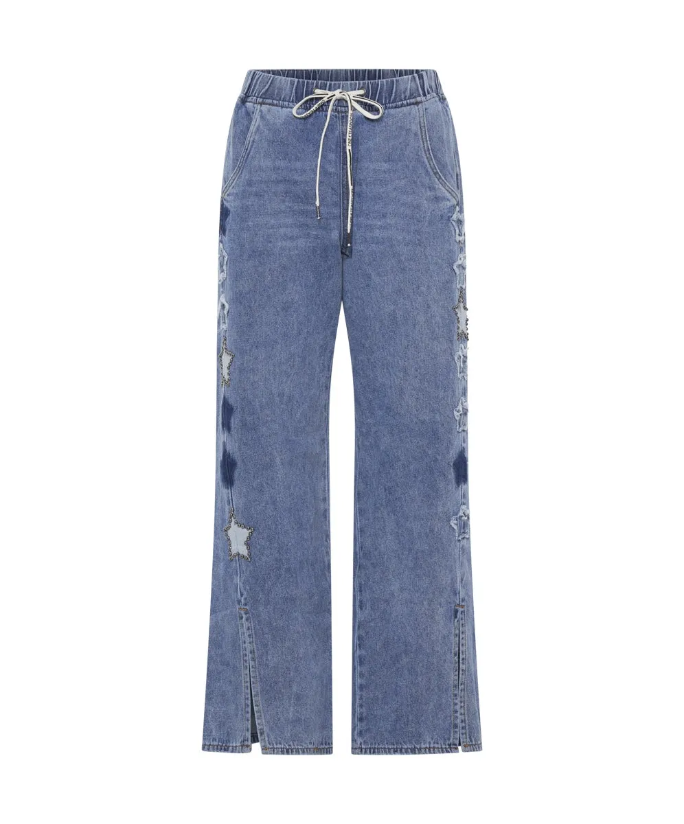 JOHNNY BLUE STAR ROADHOUSE WIDE LEG DRAWSTRING JEANS