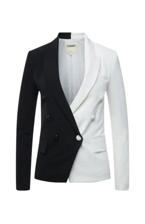 Kenzie Double Breasted Blazer in Black Ivory