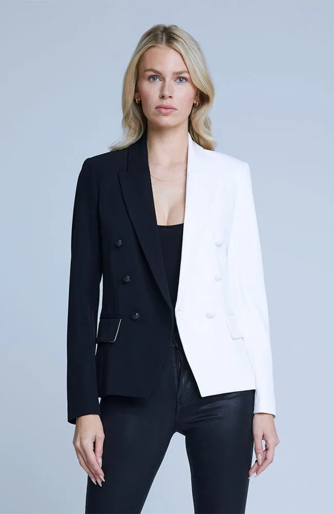 Kenzie Double Breasted Blazer in Black Ivory