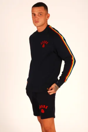KRONK Striped Sleeve Sweatshirt Regular  Fit Navy