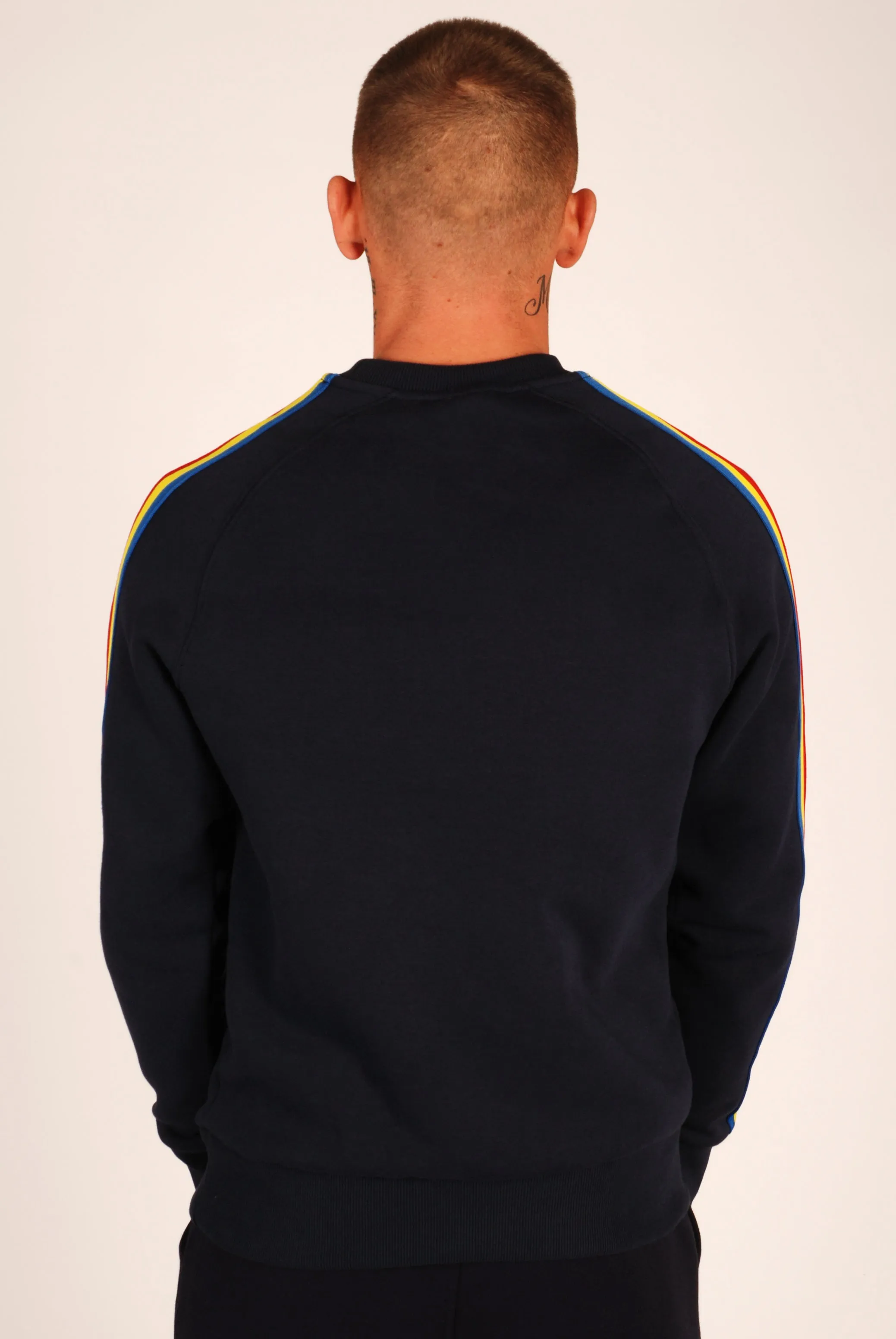 KRONK Striped Sleeve Sweatshirt Regular  Fit Navy